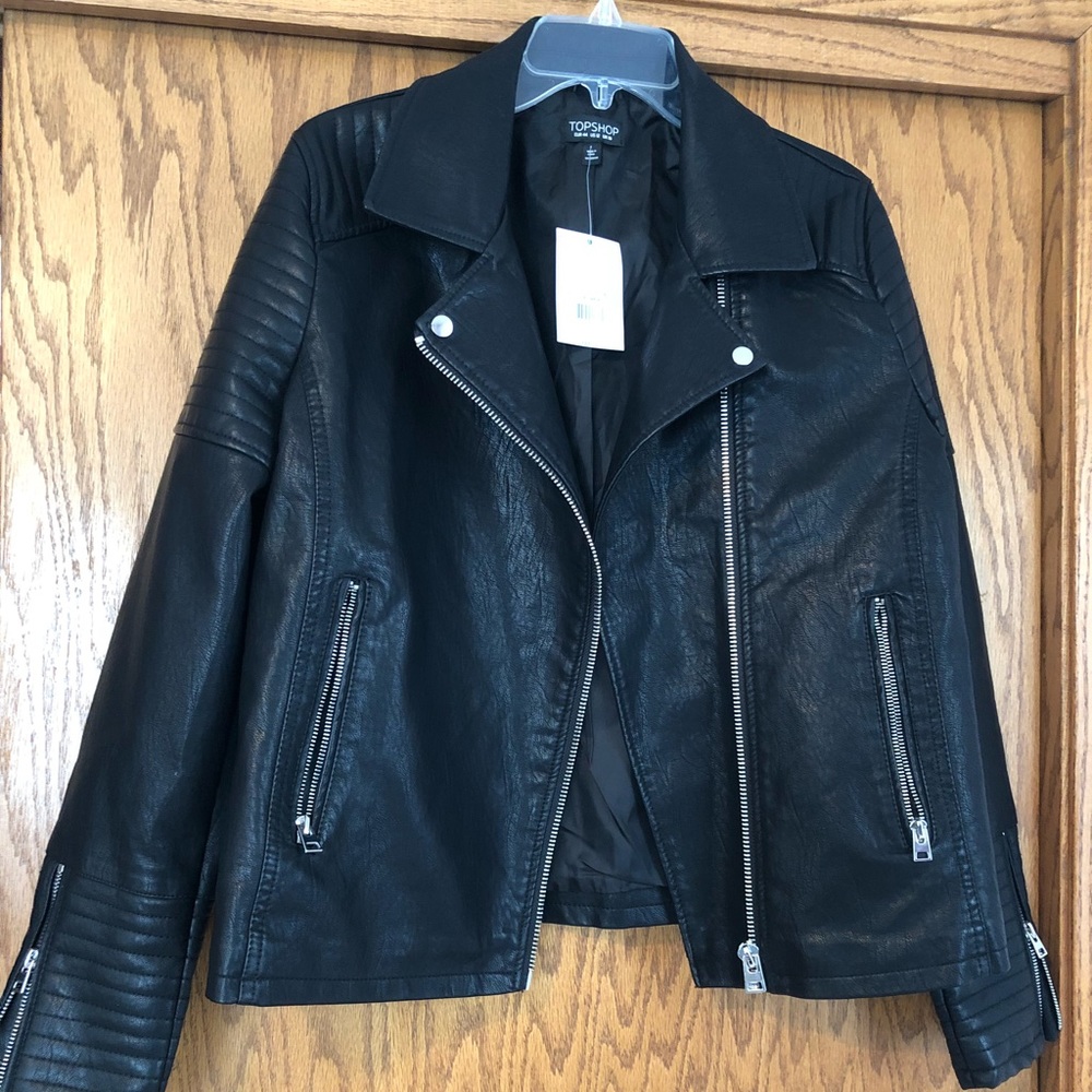 Topshop faux leather moto jacket
